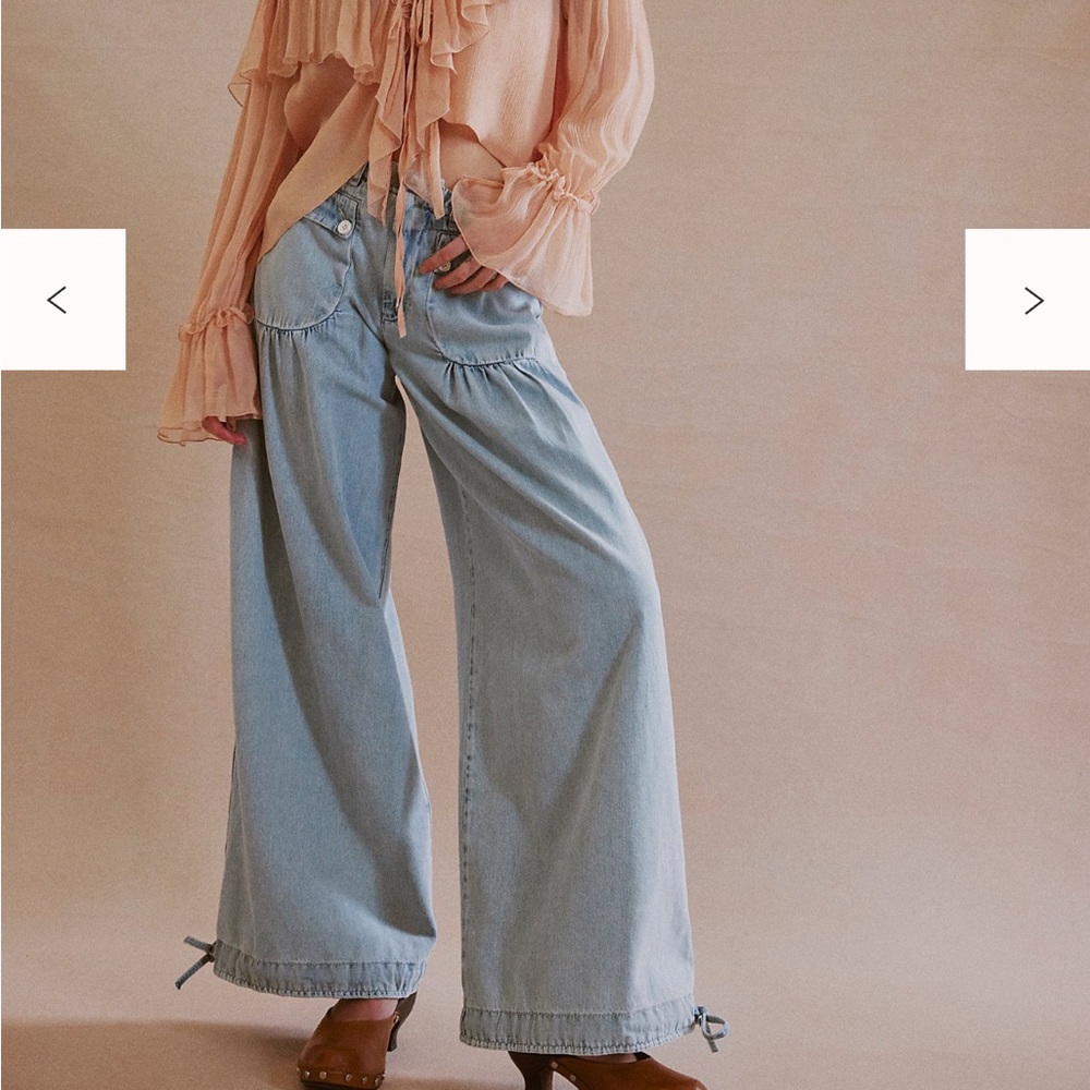 Free People Light Blue Wide Leg Jeans